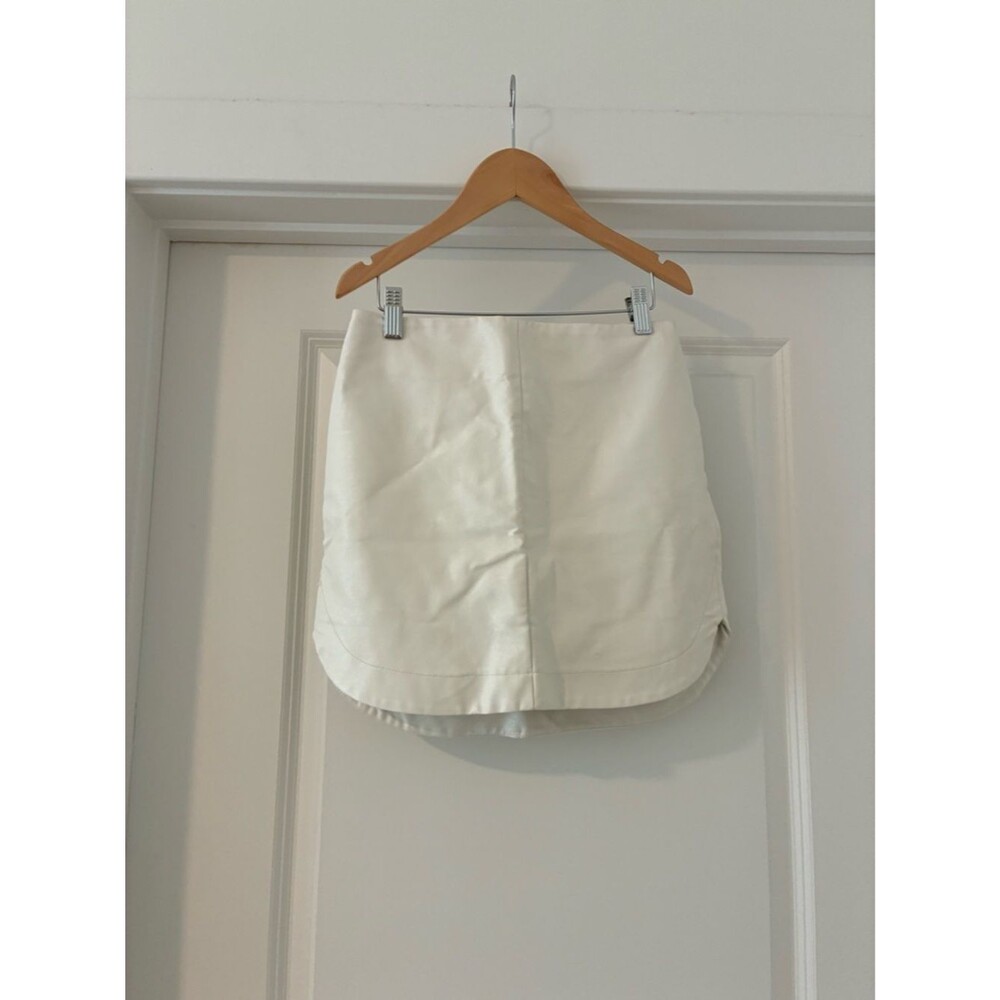 Wild Honey Cream Mini Skirt with Curved Hem
